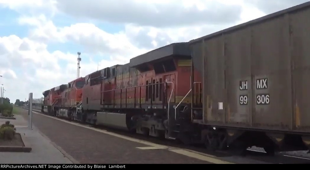 BNSF coal train with 3 DPUs